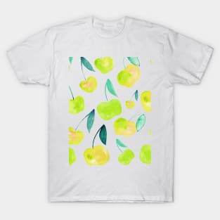 Watercolor cherries - yellow and green T-Shirt